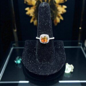 Bomb Party 925 Ring Mystic Topaz Halo Sterling Silver Size 8.5 Statement Jewelry